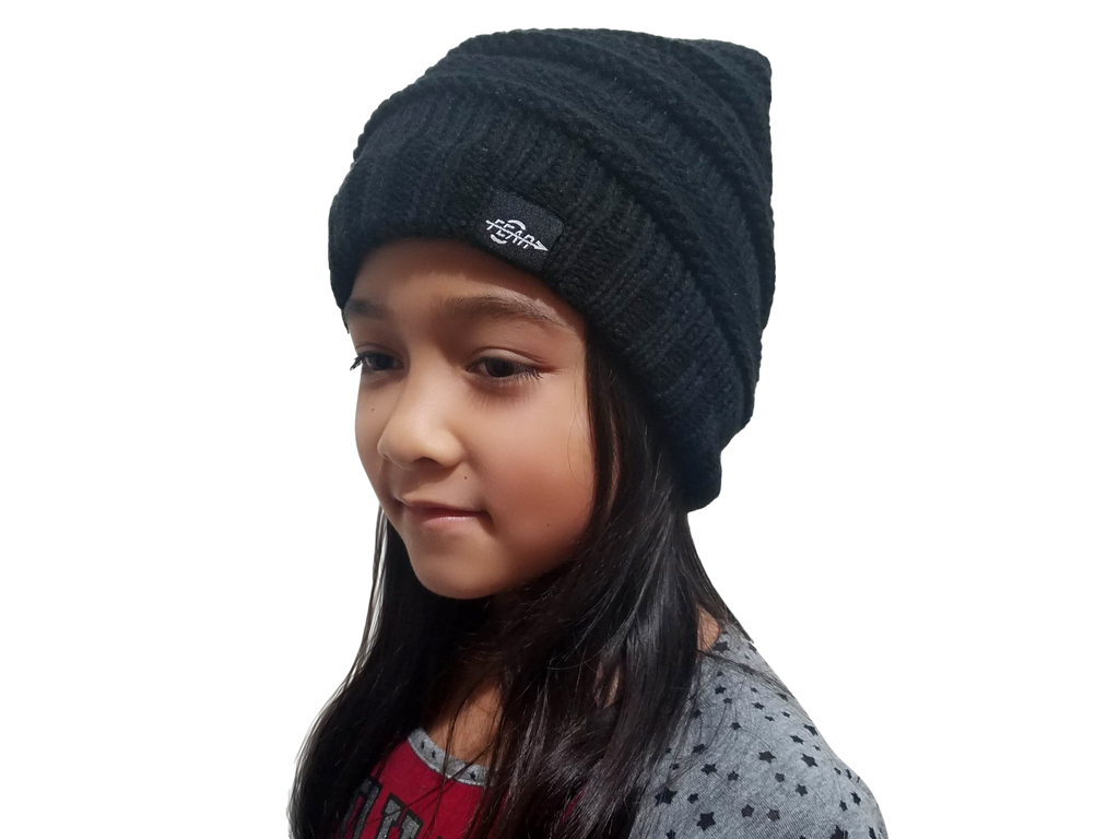 Fear0 NJ Warmest Plush Insulated Black Knit Cable Toddler/Girls/Kids Beanie Hat