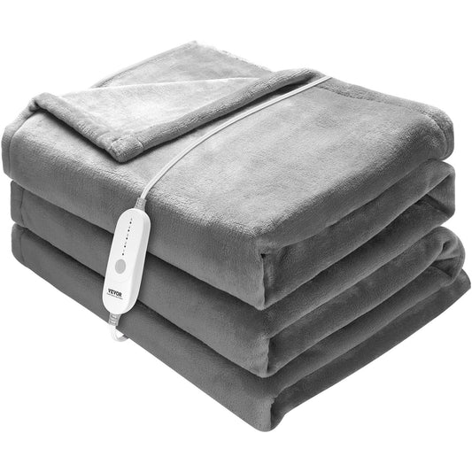 Vevor Electric Heated Blanket Throw – 72" x 84" Full Size, Soft Flannel with Auto-Off Timer (Grey)