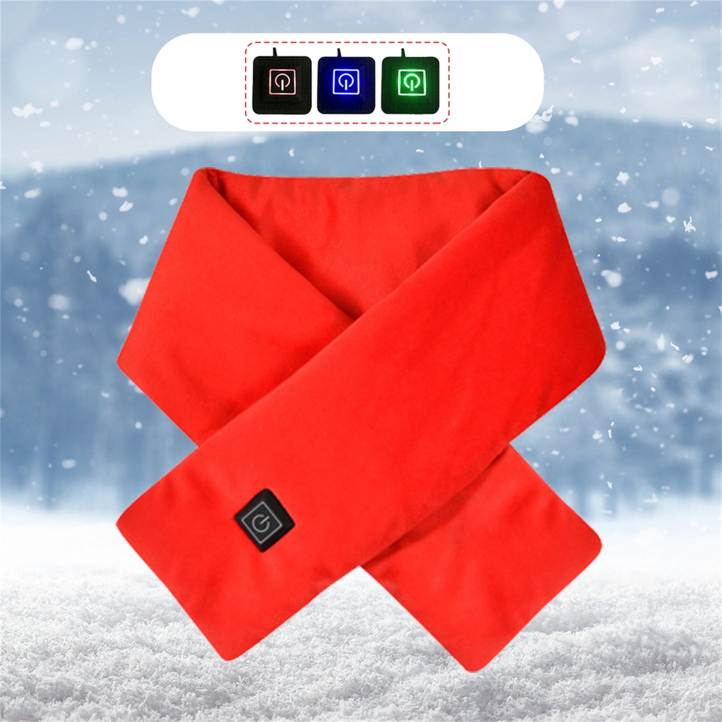 USB Electric Heating Scarf - 3-Temperature Settings, Waterproof & Washable Neck Warmer for Winter (Red)