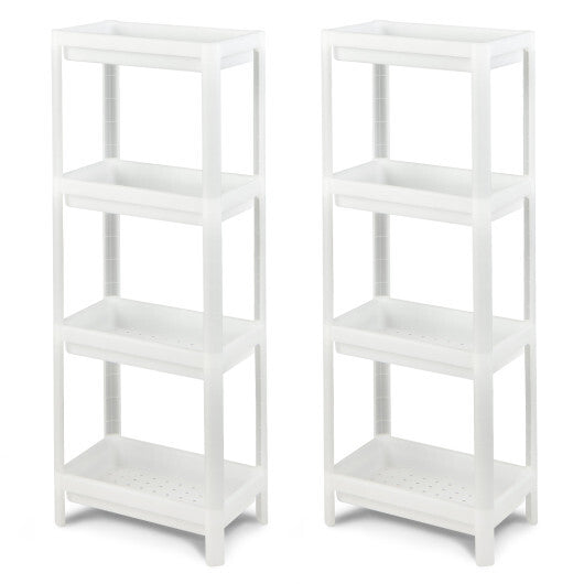 2 Packs 4-Tier Detachable Slim Storage Cart with Drainage Holes for Small Space-White