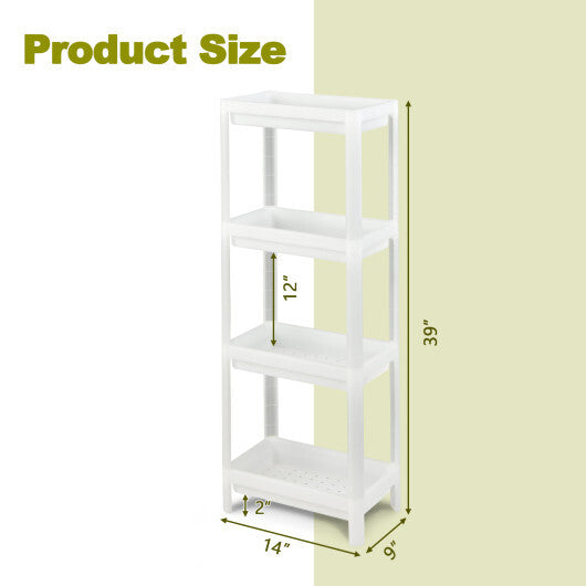 2 Packs 4-Tier Detachable Slim Storage Cart with Drainage Holes for Small Space-White