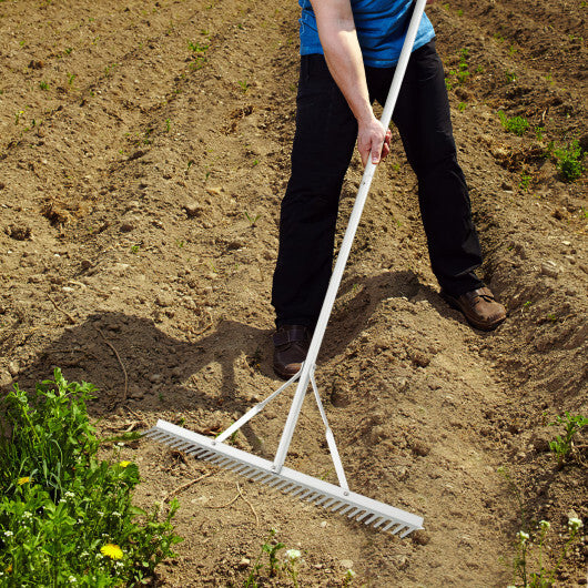 Aluminum Rake with 36 Inch Wide Rake Head and 68 Inch Long Handle