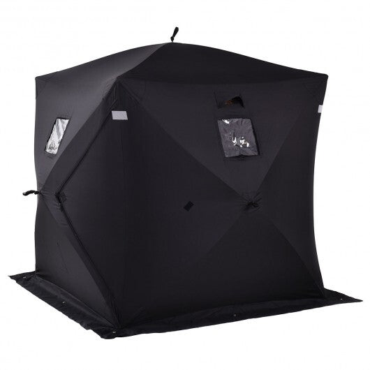 2-Person Outdoor Portable Ice Fishing Shelter Tent - Color: Black