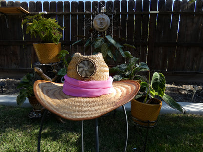 Cowgirl with Colored Scarf Solar Hat - Sun Hat with Fan