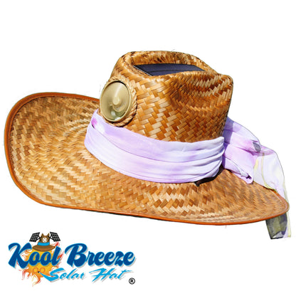 Cowgirl with Colored Scarf Solar Hat - Sun Hat with Fan