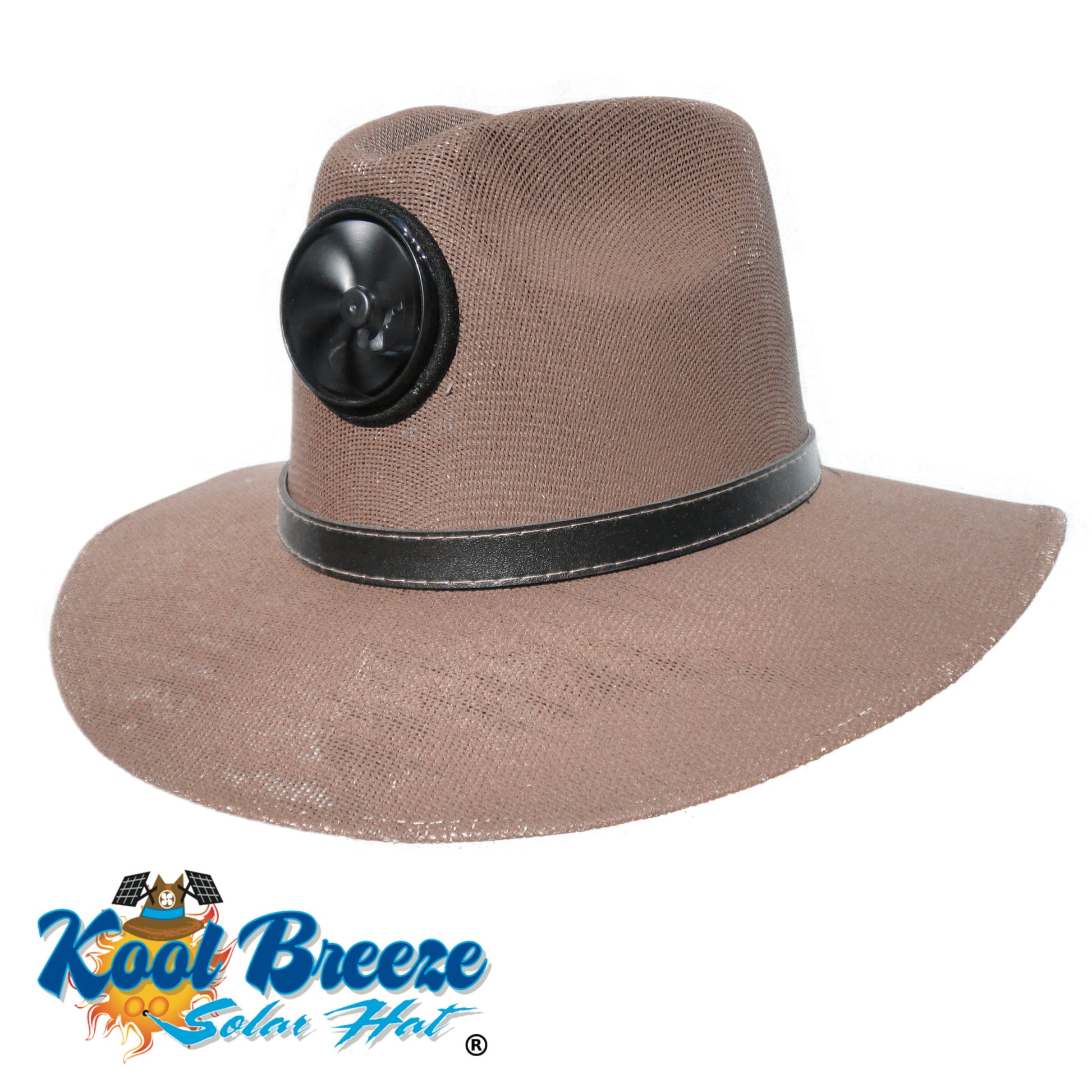 KOOL BREEZE SOLAR HAT for Men- Straw Hat Men's Brown Fedora Black Under  with Thin Band - Sun Hat with Solar Panel and Built-in Fan, Brown, One Size  : : Clothing, Shoes