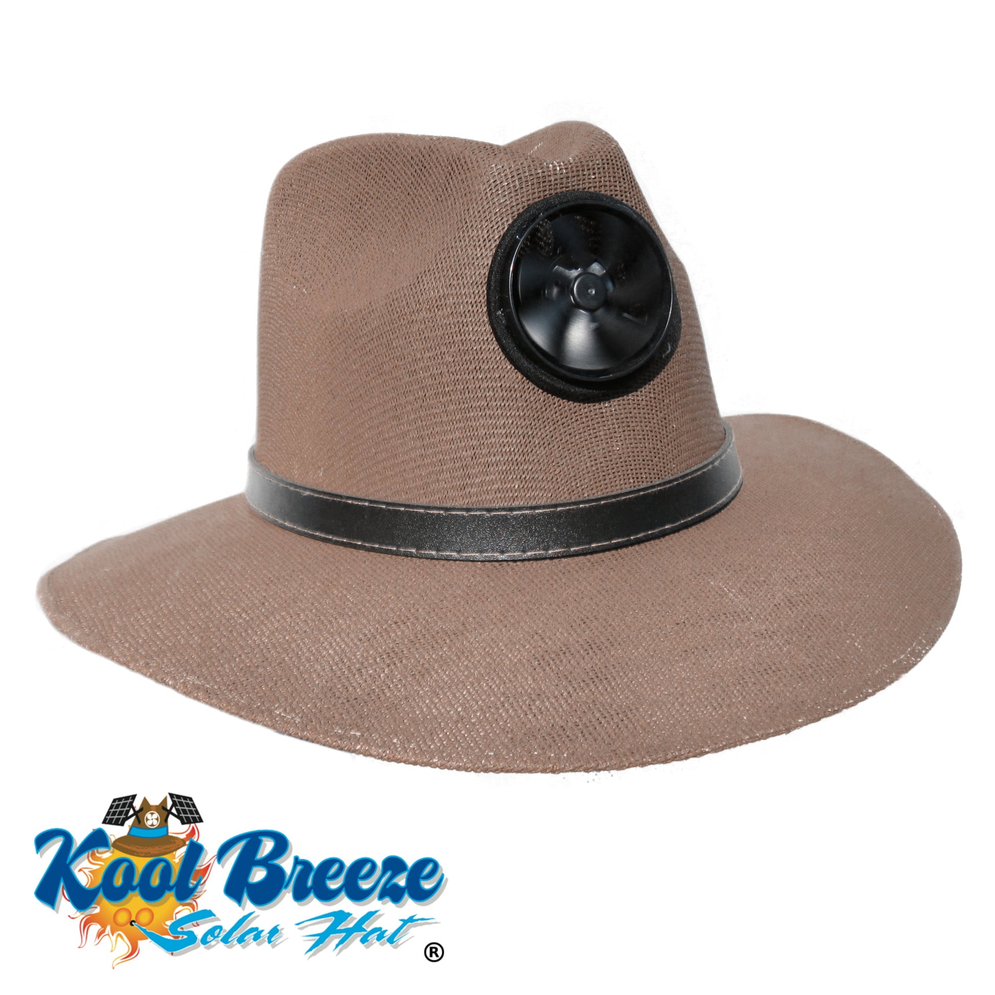 Men's Brown Cabana with Black Band Solar Hat - Sun Hat with Fan, One Size