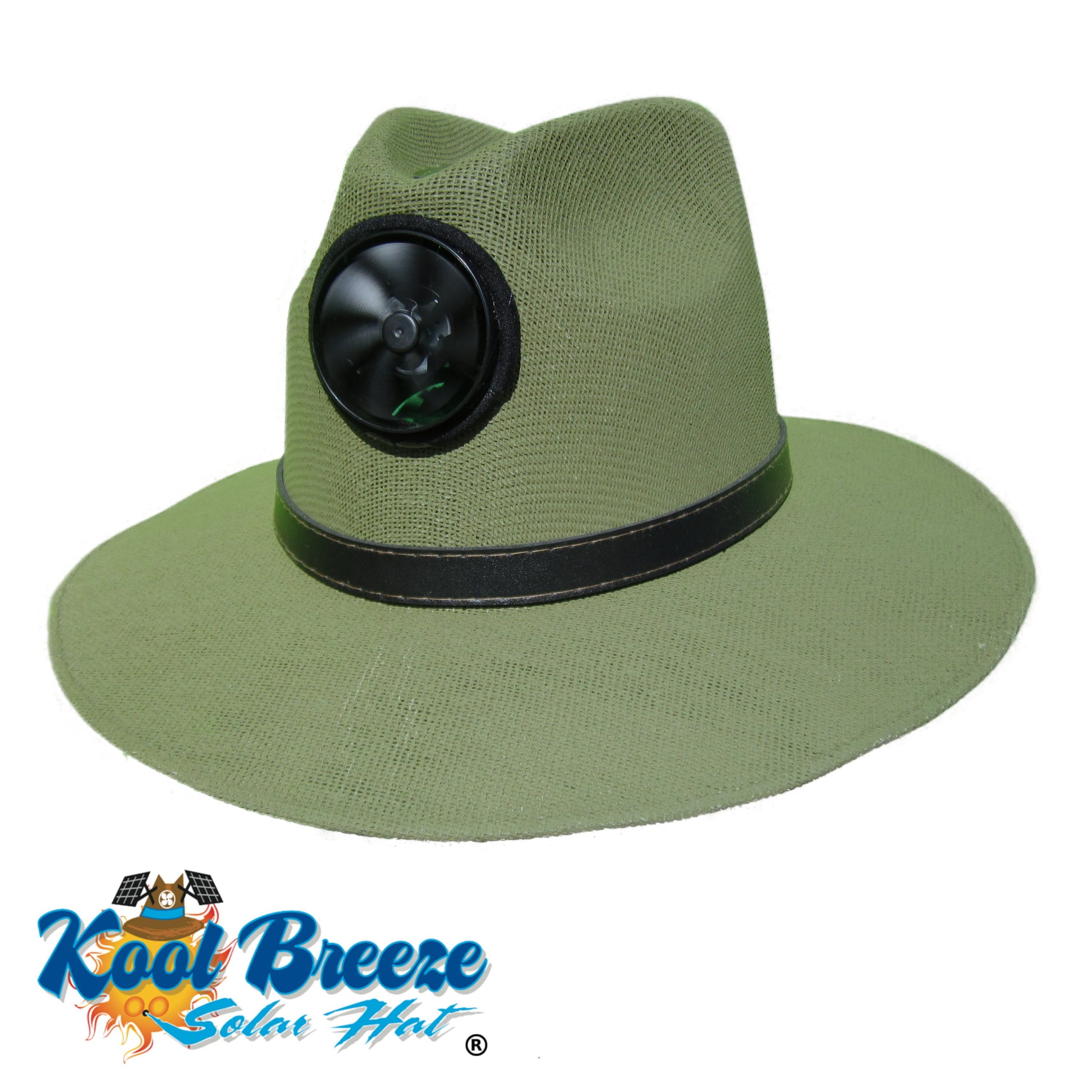 Men's Olive Green Cabana Solar Straw Hat w. Black Band
