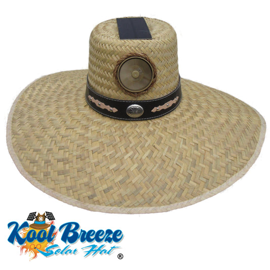 Pungo Ridge - SolAir Breeze Mesh Sun Hat w/Leather Brim - Black Camo/Size  M, SolAir Hats, BREC8XXBDBL